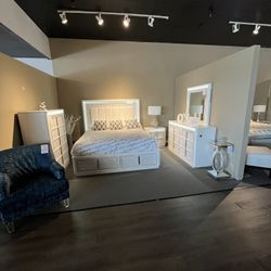 King Bed, Dresser, Mirror And Nightstand 