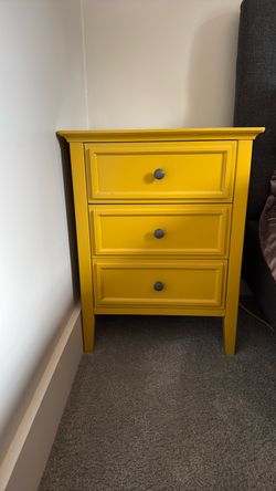 Yellow 3-Drawer Nightstand Bedside Tables (Set of 2)