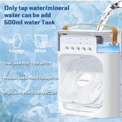 Best Misting Cooler Fan Portable Air Conditioner Large Water Reservoir 600 ml Cooling Lasting 12 Hours