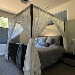 Albritton Vegan Leather Metal Bed