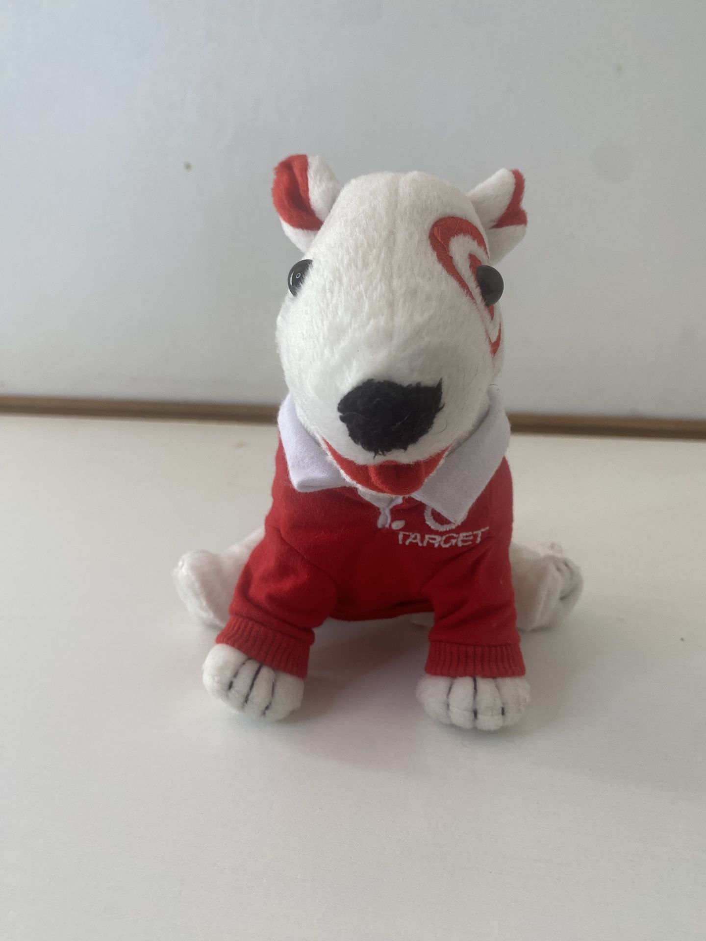 Target Mascot Dog Bullseye Employee Uniform 7" Red/white Polo Shirt Plush 2007
