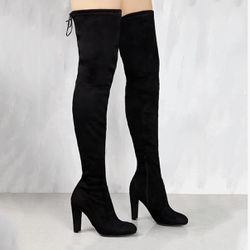High Heeled Thigh High Boots Black - 6.5 Womens