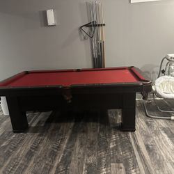 Pool Table With Balls And Stick