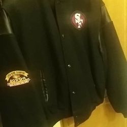 Authentic Black Forty Niners 49ers Superbowl  Bombers Style Jacket