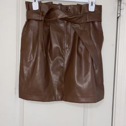 New with tags brown leather skirt with Belt