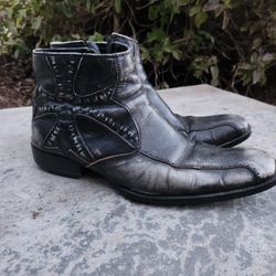 Robert Wayne Ankle Boots Distressed Leather Zip Shoes Men's 9 Cowboy