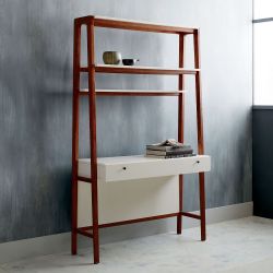 West Elm Modern Wall Desk, Pecan/White