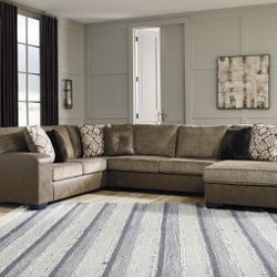 3-Piece Chocolate Brown Sectional With Ottoman