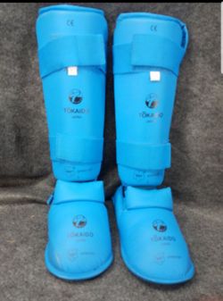 Karate Shin Instep Protector Leg Foot Sparring Gear Guard WKF Approved