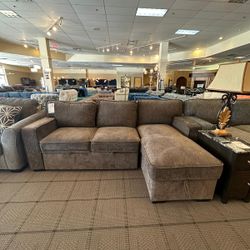 Grey Pull Out Storage Chaise  Sofa 20% Off Sale 