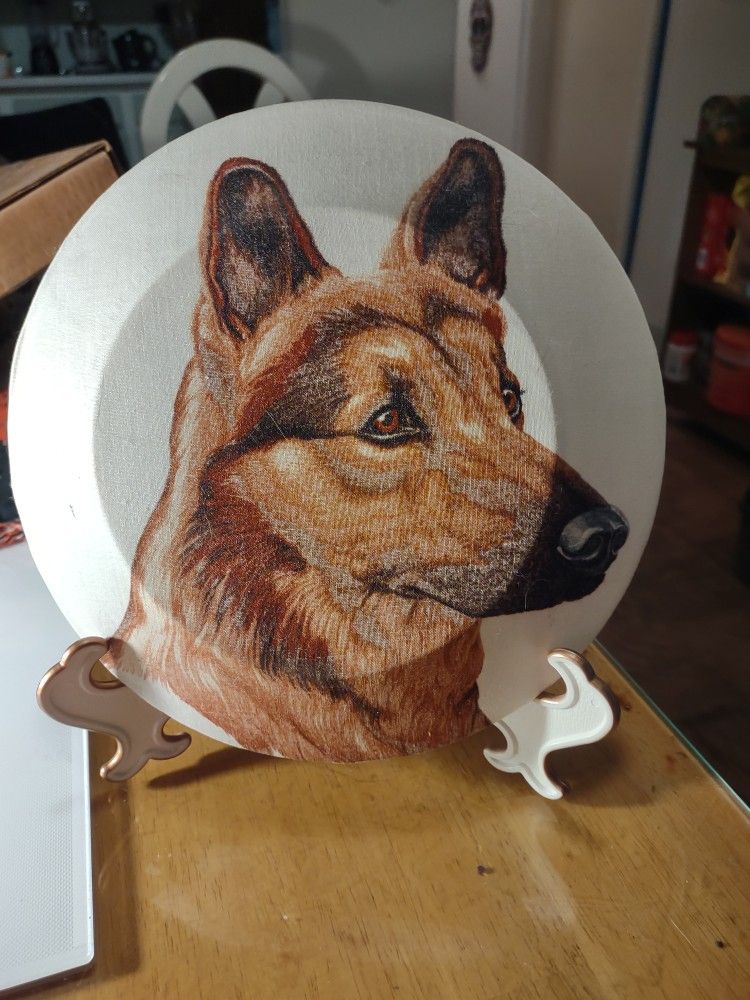 2 Sided German Shepherd Collectable Plate With Stand