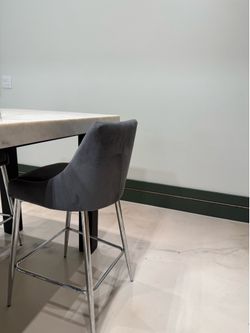 4 Gray suede bar stool