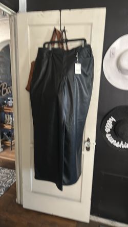 Wide leg leather pants