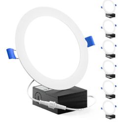  6 Pack Recessed Lighting 6 Inch LED, Canless Ceiling Lights 