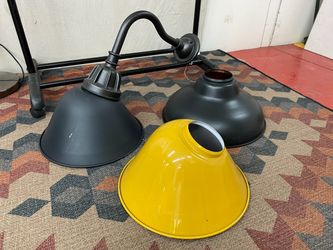 REJUVENATION Outdoor Dome Lighting Fixture w/ Black & Yellow Shades