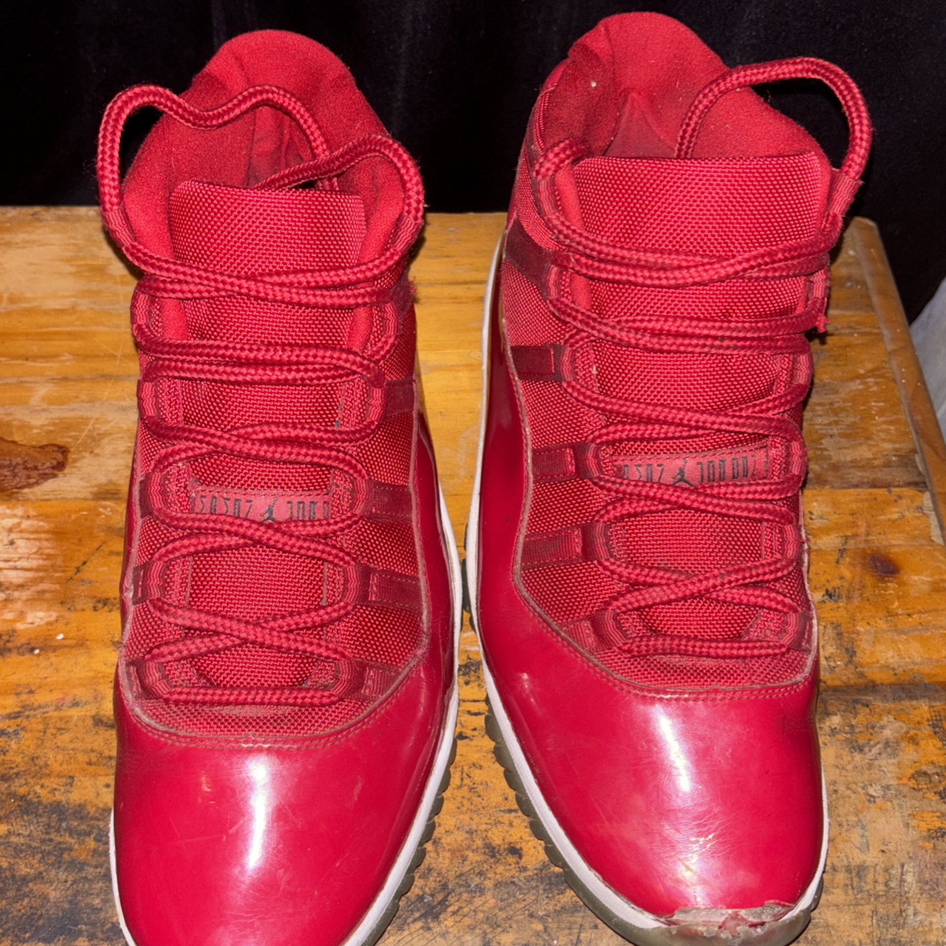 All Red Jordan 11 Size 10.5