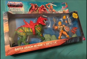 Masters Of The Universe Battle Armor He-Man And Battle Cat Action Figure Set. New sealed in box, and never opened!