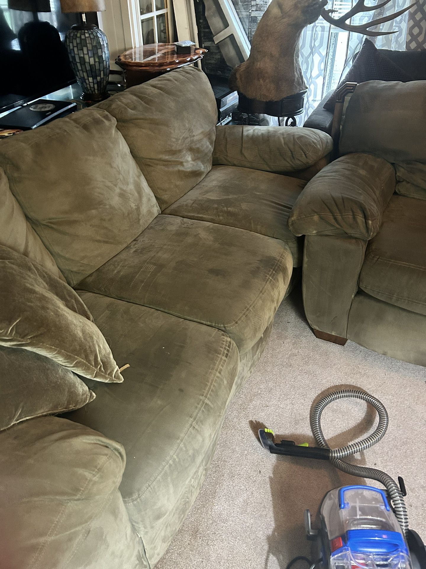 Suede Couch And Love Seat