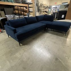 CB2 blue Velvet Sectional 