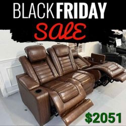 Backtrack Power Reclining Reel Leather Sofa