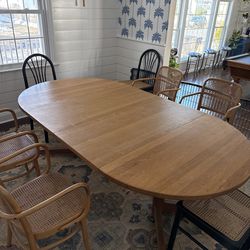 Vintage Solid Oak Extendable Dining Table and chairs (Seats 6)