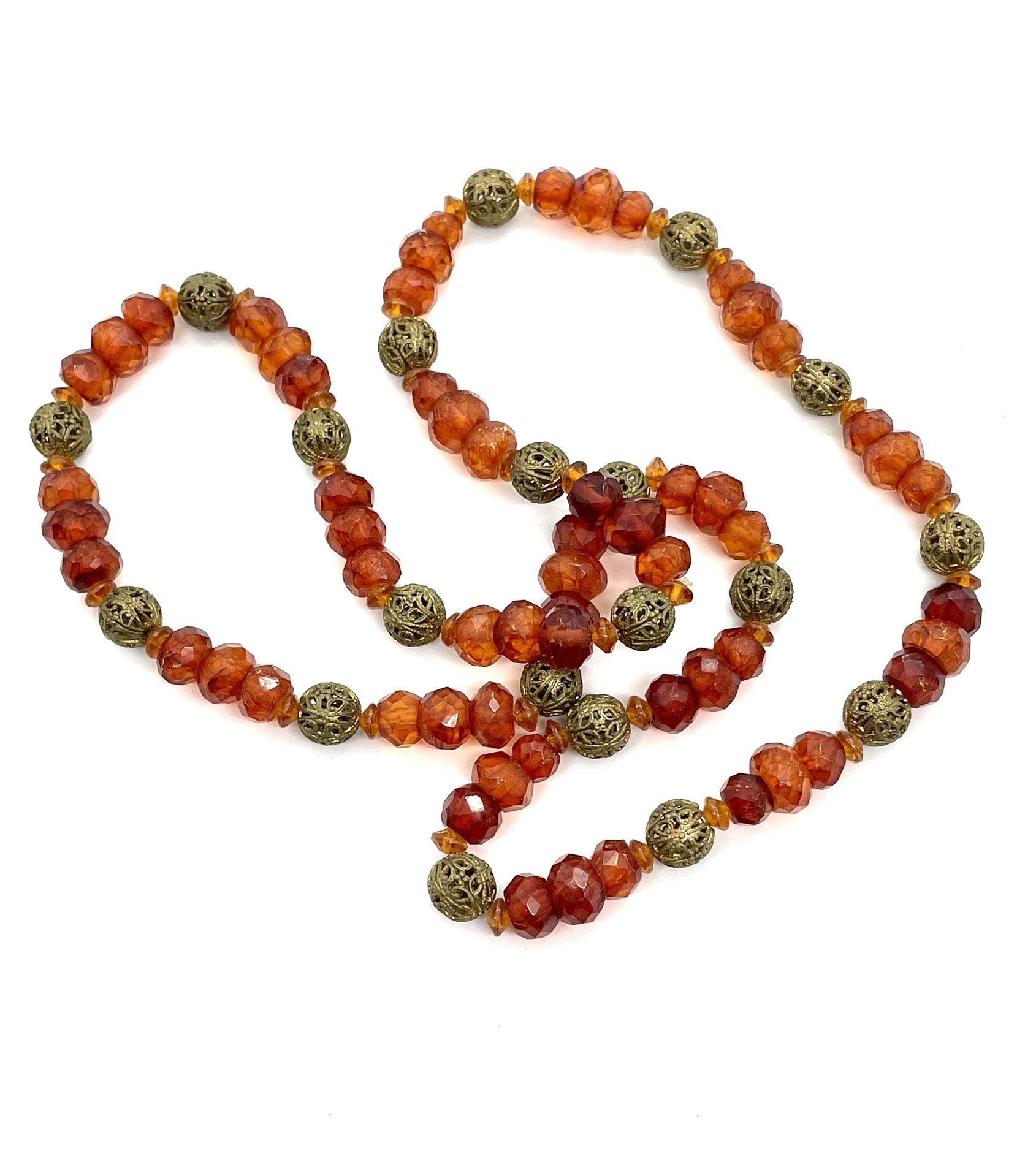 Vintage Raw Faceted Amber Necklace 