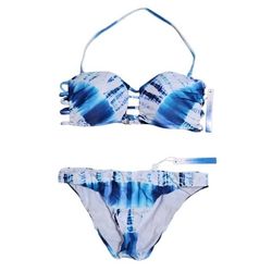 LUCKY BRAND Costa Azul Hipster Bandeau Indigo Two Piece Blue tie dye Bikini Womens Small