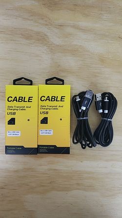 2 Pack Micro Usb Cable Charger Fast nylon braided 6.6ft Black