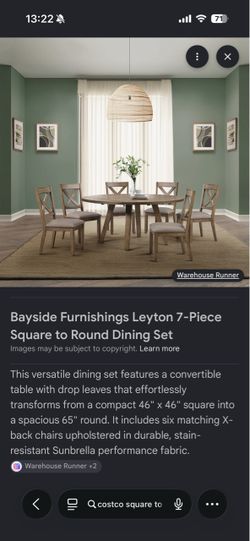 Bayside Furnishings Leyton 7-Piece Square to Round Dining Set