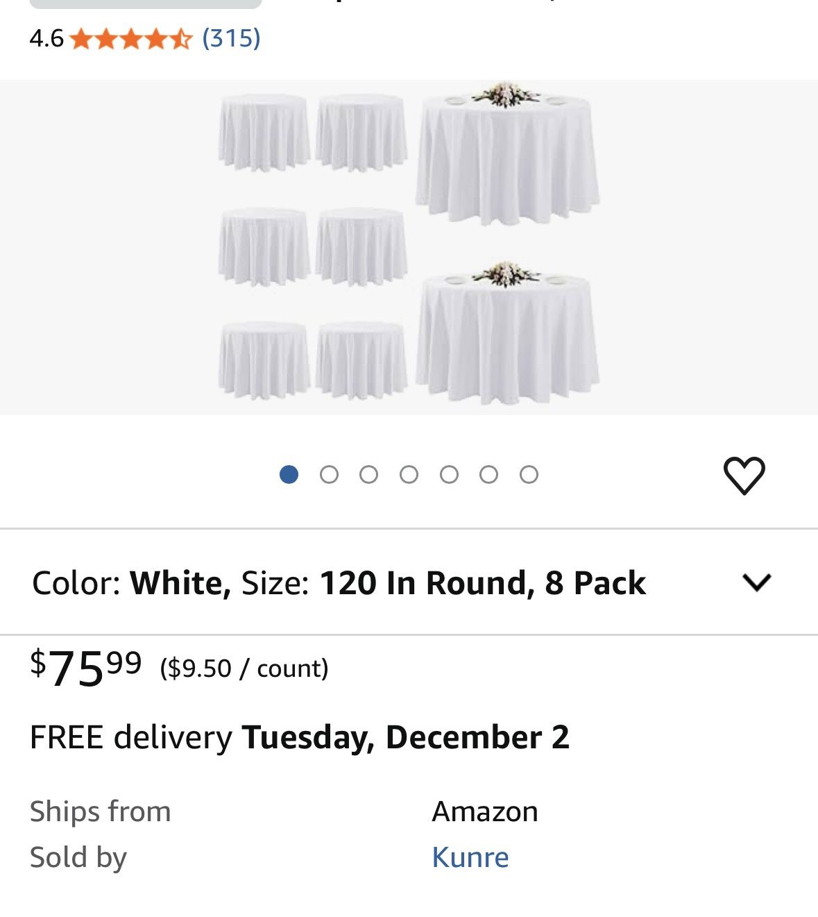 15 White 120 Inch Round tablecloths .