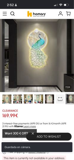❤️‍🔥 800mm LED Acrylic Peacock Wall Art Modern Abstract Geometric Decor USB Charging$100