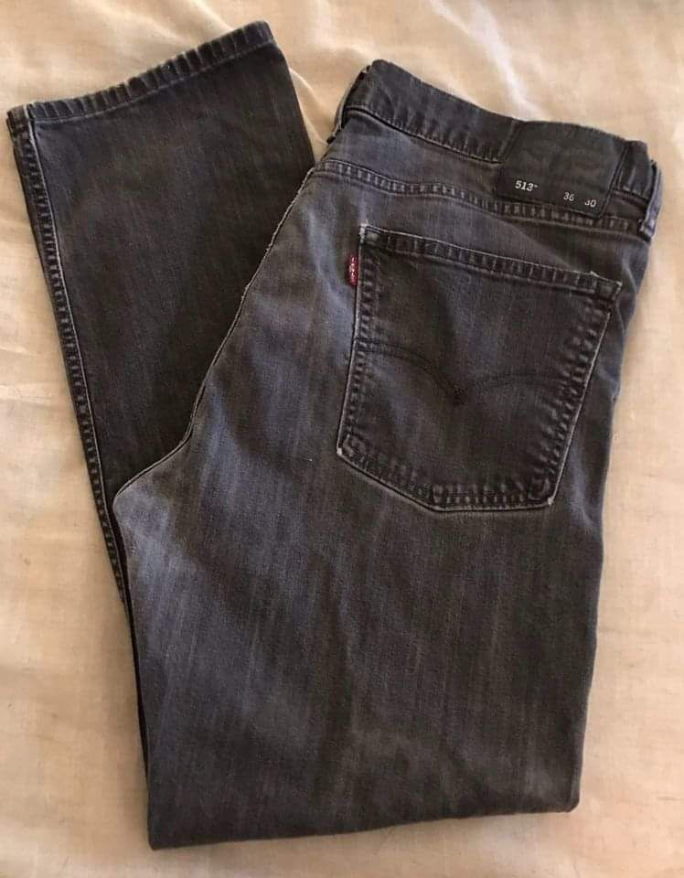 Levi 513 Mens Straight Fit Black Stone Washed Denim Jeans 36x30