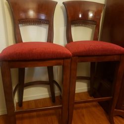 Beautiful Set Of 2 Wood Bar Stools