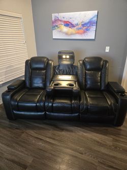 Black Leather Reclining Sofa