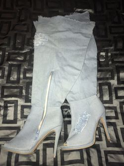 Ashley Stewart Boots- Size 10. Denim thigh high boots!! Never worn