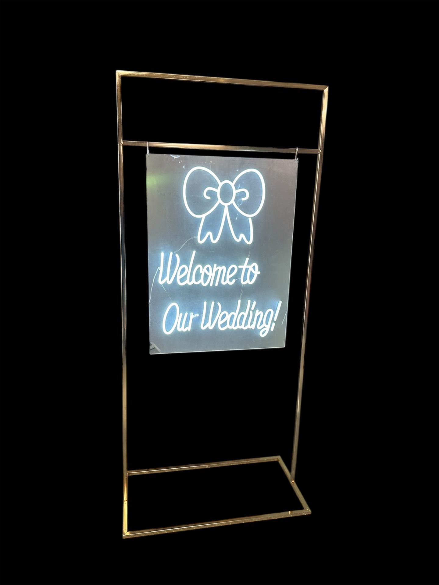 White Neon Led Wedding Light Sign with Gold Stand