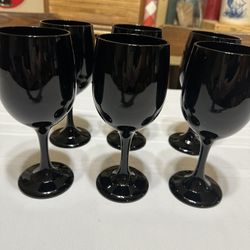 Vintage Libbey Glass Black Amethyst Goblet Set