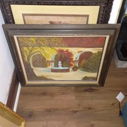 Canvas Painting In Double Wood Frame 