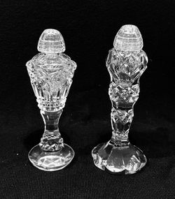 Antique Bohemia Salt & Pepper Cut Crystal Shakers 1920’s