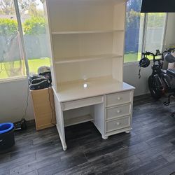 White Desk With Shelves.