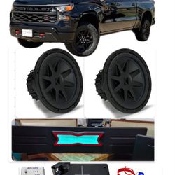 CHEVY SILVERADO CREW CABS 2019-2024 FULL BASS PACKAGE KICKER WITH CUSTOM BOX RGB LIGHTS