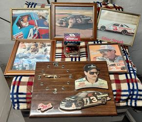 Dale Earnhardt pictures and a wooden battery operated clock