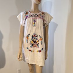 Embroidered White Dress