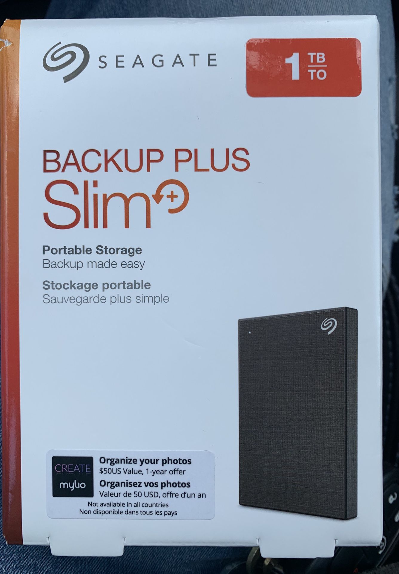 Seagate Backup Plus Slim 1TB USB 3.0/USB 2.0 External Hard Drive, Black (STHN1000400)
