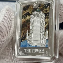 1oz Silver.   The Tower Tarot Coin - Niue. Genuine 