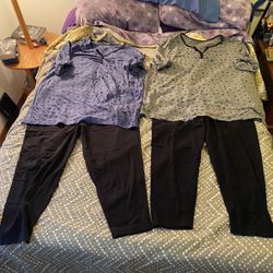 Two Carole Hochman Pajamas/ Daywear Sets ( Tunic Top & Capri Bottom)3XL