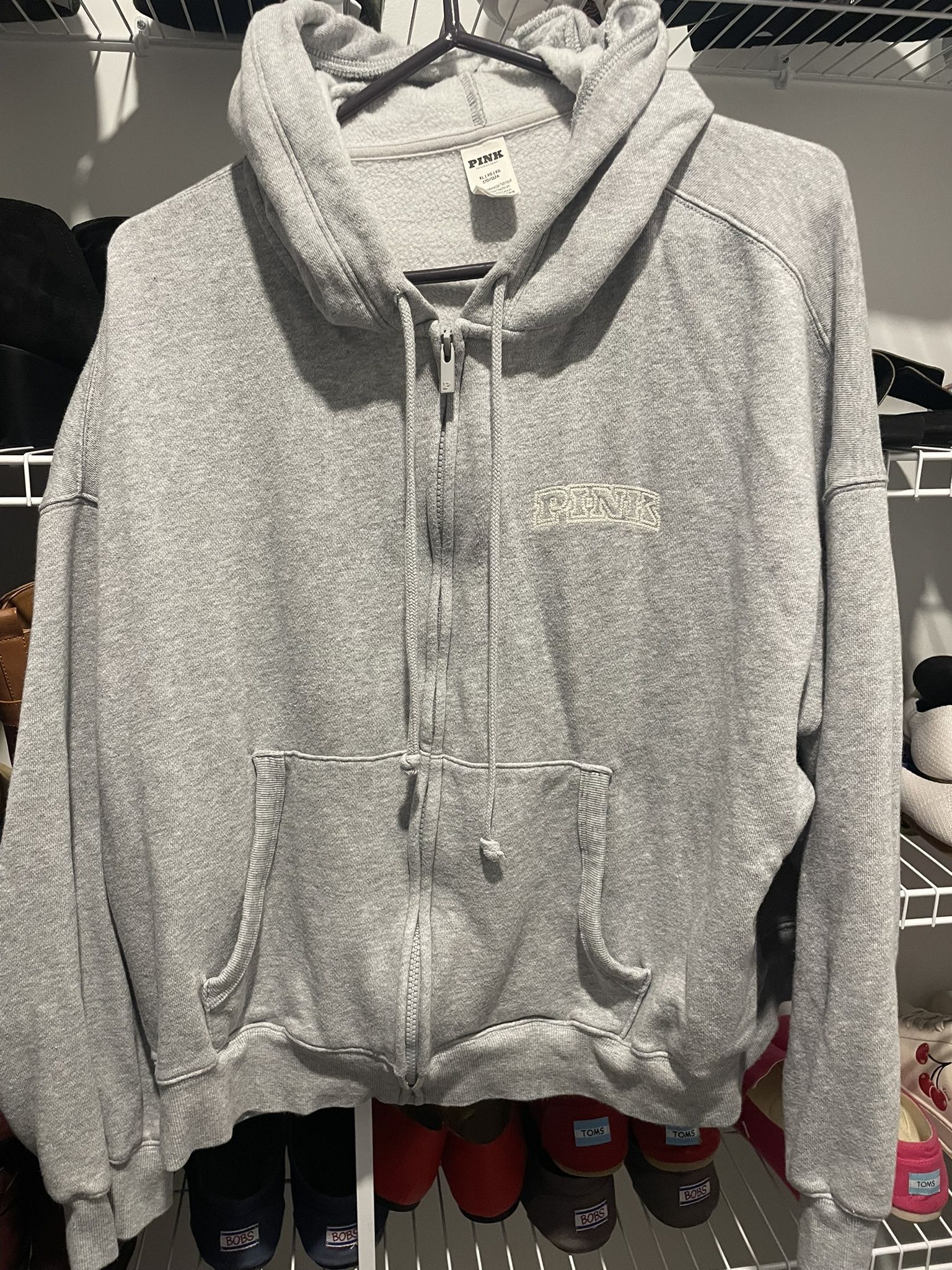 PINK Gray Full Zip Hoodie/Sweatshirt
