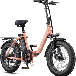 ENGWE L20 2.0 1125W Motor Peak, Upgraded Folding Electric Bike for Adults, 20*3.0" Fat Tire Step-Thru Ebike, 52V13Ah 68Miles Long Range 28MPH 75N.m To