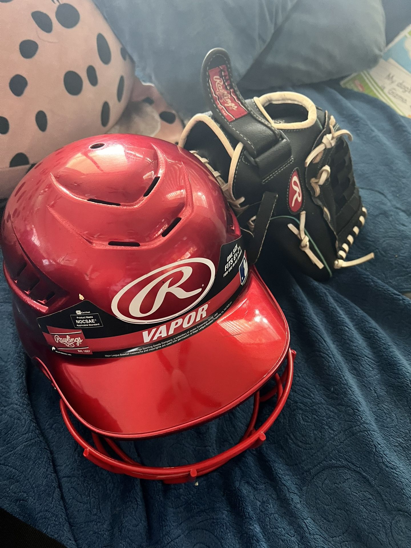 Softball Helmet And Glove
