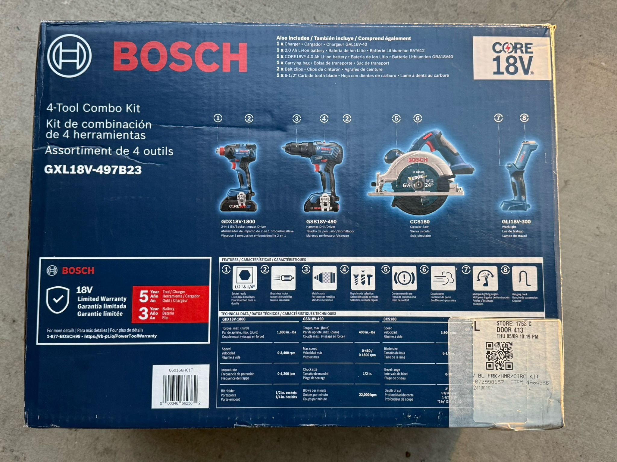 Bosch Brushless Power Tool Combo Kit with Soft Case (2-Batteries Included)